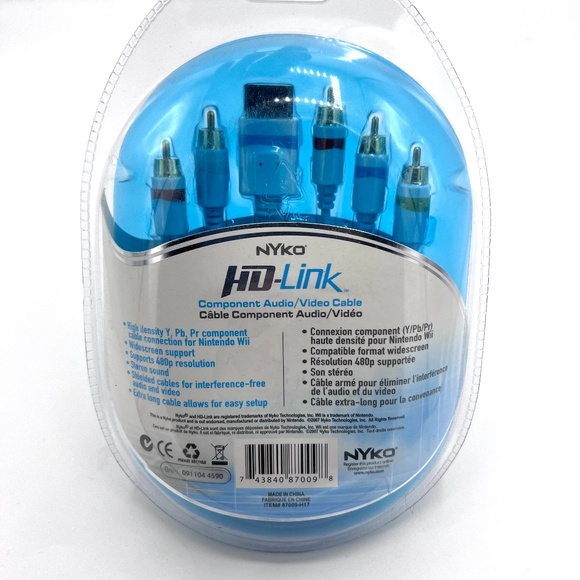 Nyko HD Link For Wii Component Audio Video Cable 8 ft Gold Plated NEW Sealed Vtg - Picture 4 of 6